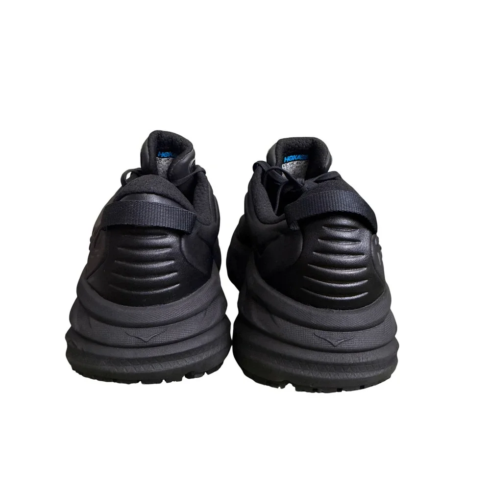 Hoka One One Bondi SR Black Leather Slip Resistant Walking Shoes 1110520 BBLC